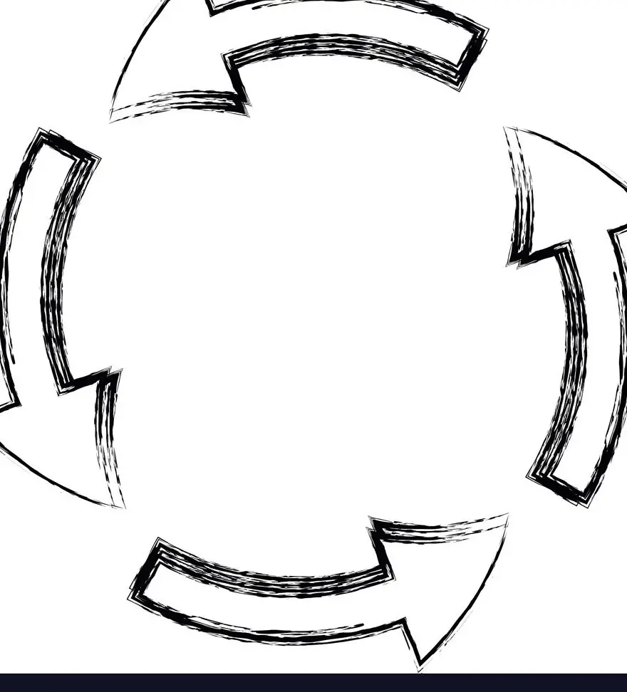 Flechas alrededor del círculo dirección resumen Vector libre de regalías